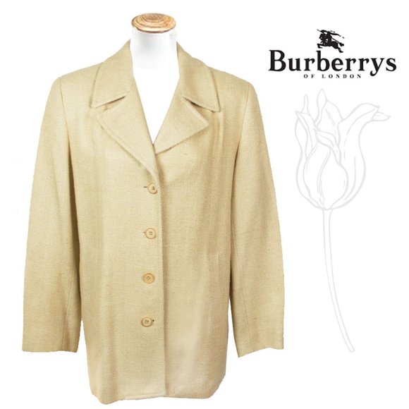 BURBERRY London Veg Lt Yellow Silk Blazer Jacket 8